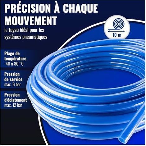 Tuyau pneumatique en PU pour air comprimé DI 5mm / DE 8mm, 10m, 8x Raccords rapides (Y, T, L, I), 8 bar, bleu (1/5)