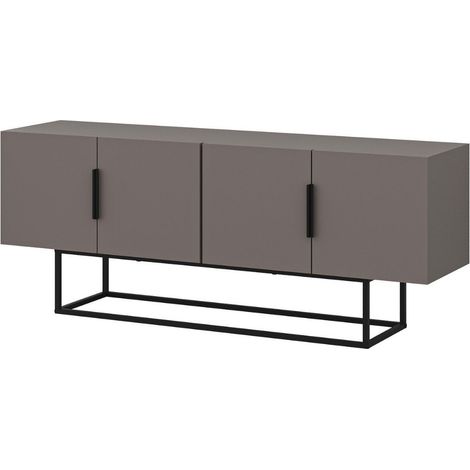 CALICOSY - Meuble TV 4 Portes et Pieds en Métal L140 cm - Titan (1/5)