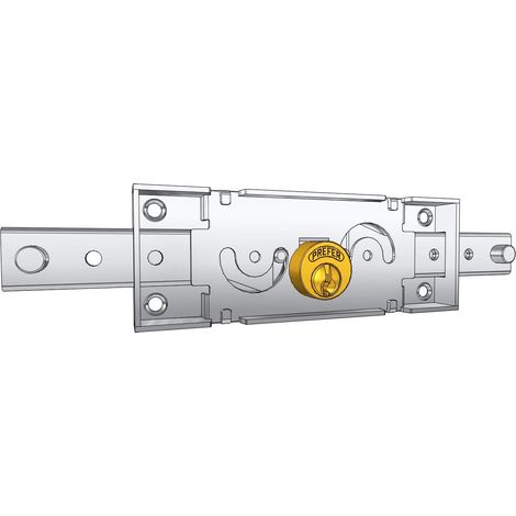 Serrure centrale pour volets roulants, verrous pliés - Cylindre laiton, Galvanisé (1/2)