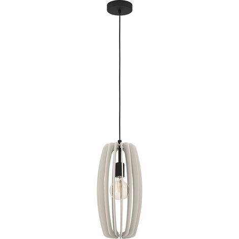 Lampada sospesa Bajazzara in legno grigio E27 1x40W H: 110 cm Ø26 cm Dimmabile (1/3)