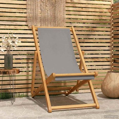 Silla de playa Gris Claro Madera de teca maciza