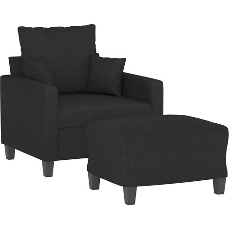 vidaXL Fauteuil avec repose-pied Noir 60 cm Tissu (1/5)