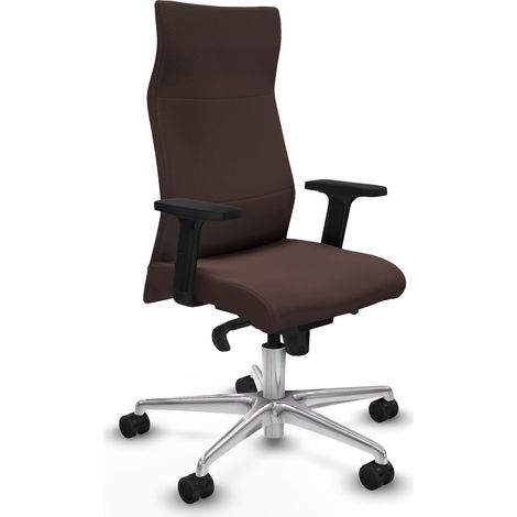 Albacete dirección sincro similpiel marrón oscuro brazos 2D base aluminio ruedas 65 nailon