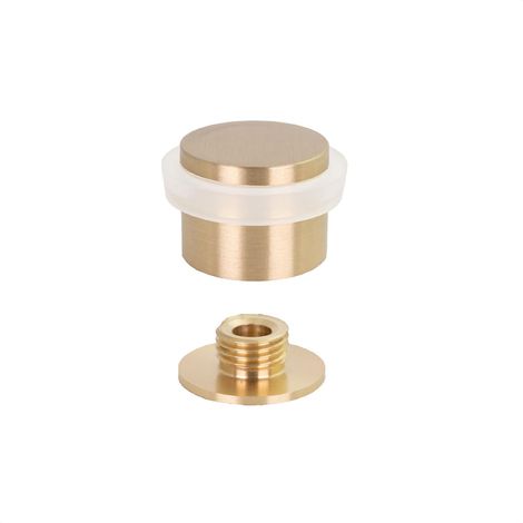 Butée De Porte Adhésive 24 x 20 mm Base filetée Caoutchouc Blanc Laiton Finition Mate Outils Vis + Cheville De Fixation Compris Mod. I-191/24x19-B-DUAL-LMT (1/5)