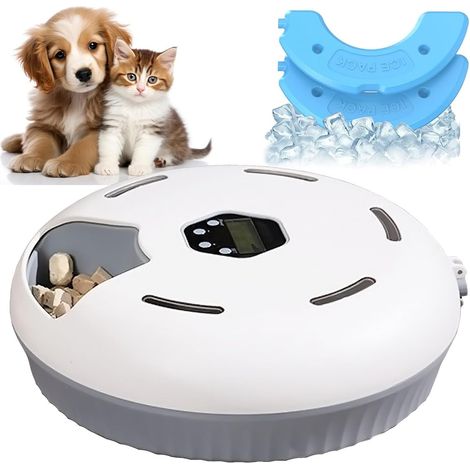 Automatischer Futterspender, Futterspender für Katzen und Hunde mit programmierbarem Timer und gekühlter und kabelloser Visualisierung und 6 Futterfächern à 90 g (1/5)