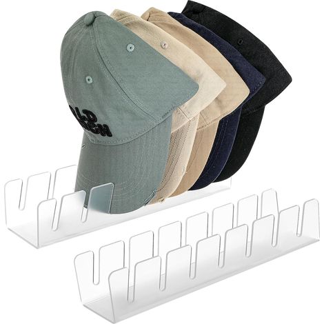 2 PièCes Porte Casquette Range Casquette Aucune Installation Requise Peut Contenir 14 Casquettes De Baseball Rangement Casquette Acrylique Support Casquette (1/5)