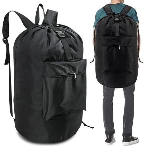 Lntyq Sac à linge de grande capacité de 90 l : sac à linge sale  avec 2 bretelles rembourrées sac à linge imperméable pliable sacs à linge anti-poussière pour linge sale sac de marin sac à dos