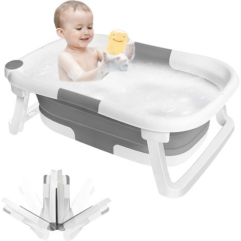 Baignoire bébé pliable 63x43x20cm – Plastique PP + TPE non toxique – Antidérapante et portable – Pour intérieur et extérieur – Aqrau