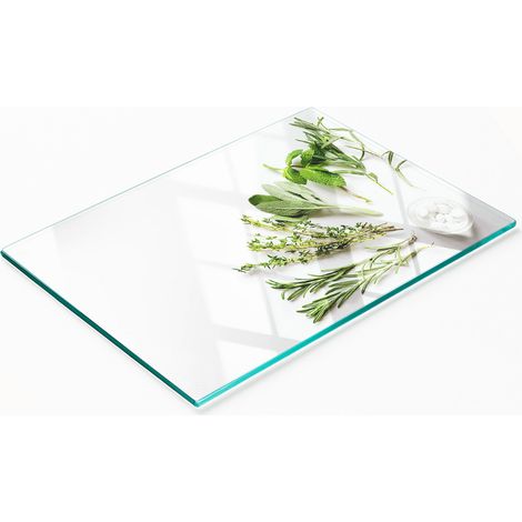 Küchenservierbrett aus gehärtetem Glas mit Kräutermotiven, 80 x 52 cm (1/5)