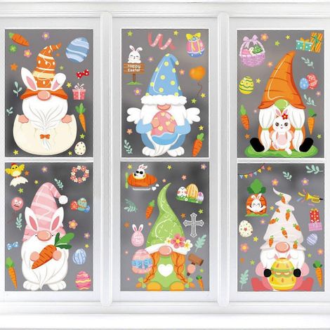 Osterdekorationen 2026, Fensteraufkleber, 9 Bögen, fröhliche Osterdekorationen für Kinder, Frühlingsaufkleber für Zuhause und Büro, Ostergeschenke erhältlich bei Cl (1/4)