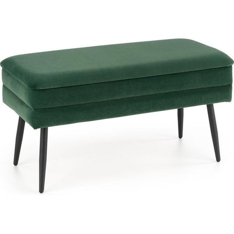 Banc en velours vert foncé avec pieds en métal noir PATTY (1/5)