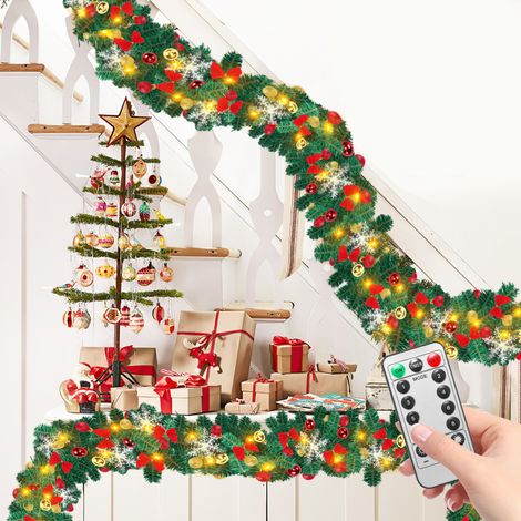 SWANEW Ghirlanda di Natale Ghirlanda di Natale Ghirlanda di abete artificiale USB da 5 M con ghirlanda di rami telecomandati sospesa (1/5)