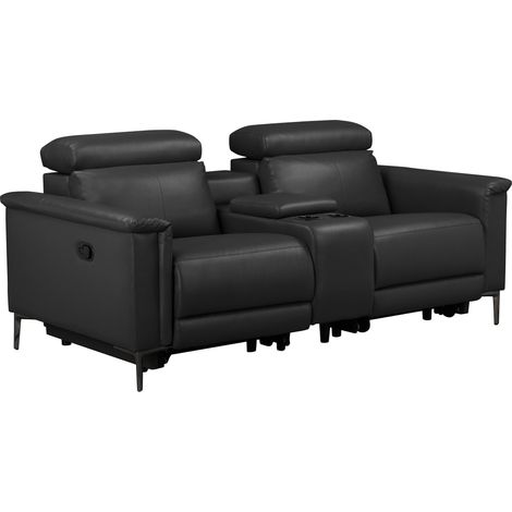 Lund-Fauteuil inclinable double avec fonction manuelle en PU noir (1/5)
