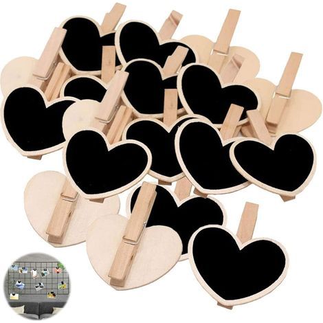 50 pinces à messages en bois, mini tableau en bois avec pinces