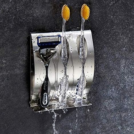 Support de Brosse à Dents Porte-Brosse à Dents en Acier Inoxydable Fixation Mural-Fei Yu