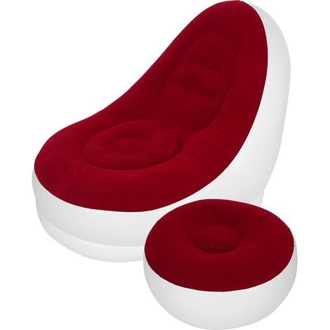 Chaise Gonflable - Canapé Lounge Pliable avec Tabouret - Pompe à Air Incluse - Pour Intérieur Extérieur Jardin Camping Plage - 1 Pièce (1/5)