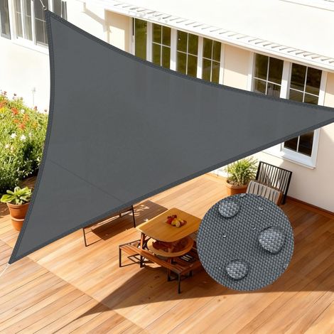 Voile d'ombrage Triangulaire 4.5x4.5x4.5m Imperméable à l'eau Toile d'ombrage avec 95% de Protection UV pour Patio Extérieur Jardin,Gris Foncé