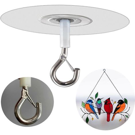 Crochets adhésifs non perforés, ronds, lot de 10, adaptés pour suspendre lampes, plantes, lustres, rideaux, etc. (1/5)