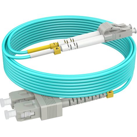 Jarretière fibre optique multimode SC LC OM3 de 1 m (3 pi), pour liaison et raccordement de réseau fibre optique (1/5)
