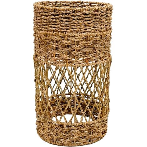 Paralume cilindrico in fibra naturale intrecciata beige 38 cm (1/5)