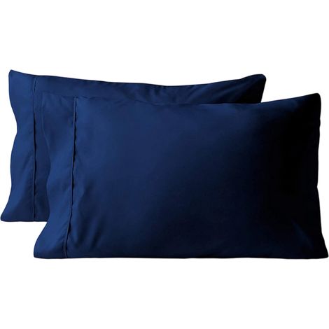 Deux taies d'oreiller rectangulaires, 51 x 91 cm, style enveloppe, lavables en machine, bleu marine. (1/5)