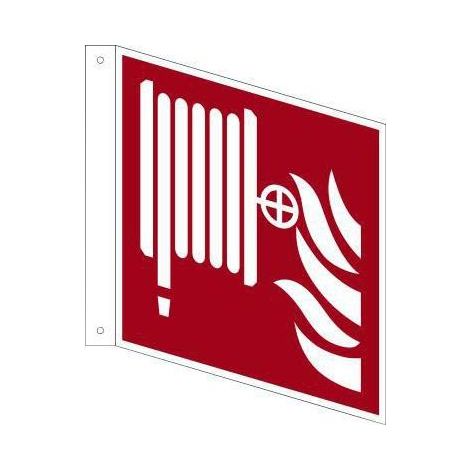 Hinweisschild 20 x 20 cm (B x H) F002 Löschschlauch als Fahnenschild Hart-PVC