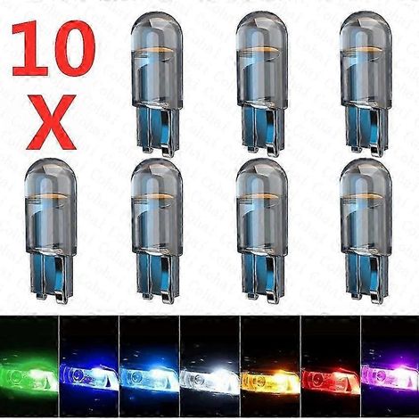 10 ampoules LED W5W T10 COB Canbus en verre blanc 6000K pour voiture, éclairage de plaque d'immatriculation, plafonnier, feux de jour, style ampoule LED 12V (10 ampoules vertes) (1/5)