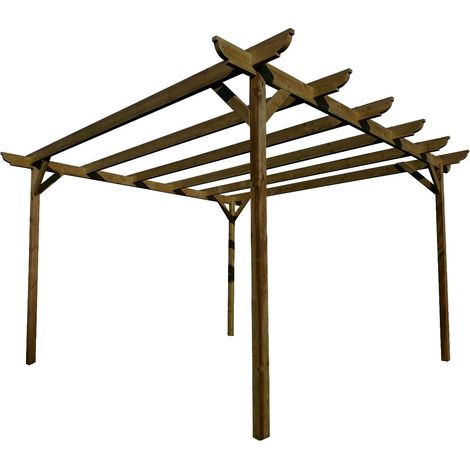 Corbel Wooden Garden Pergola Kit, 3m x 4.2m , (4 uprights) Light green (1/5)
