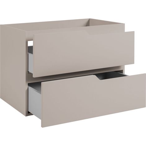 Mobile sottolavabo con piedini 80 cm, 2 cassetti, con piano, chiusura ammortizzata, Cashmere / piano Rovere Noce, gambe nere, 80 x 46 x 73,6 cm (1/3)