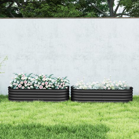 Versatile Galvanised Steel Planter: Round, Oval, Oblong Shape, Open Bottom Design, Sturdy Garden Bed, Easy Assembly, Dark Grey Finish (1/5)