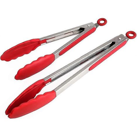 Set aus 2 robusten Grillzangen aus Silikon und Edelstahl (1/4)