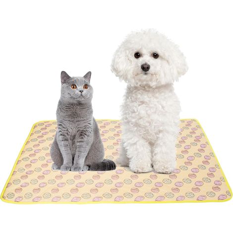 (M, Jaune) Tapis rafraîchissant pour animaux (chat et chien) - Coussin rafraîchissant, confortable et doux pour l'été, pour animaux et adultes (1/5)