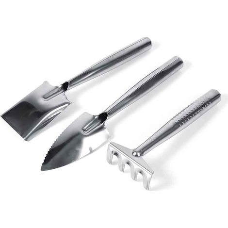QAZQA Jardin Outils Ensemble 3 Pièces en Acier Inoxydable Pelle Râteau Plantation Main Pelles Mini Jardin Râteau