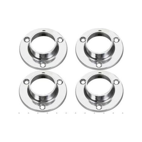 Lot de 4 supports métalliques ronds pour barre de 25 mm – robustes, compatibles avec systèmes de rangement, tringles à vêtements et étagères dans les placards (1/5)