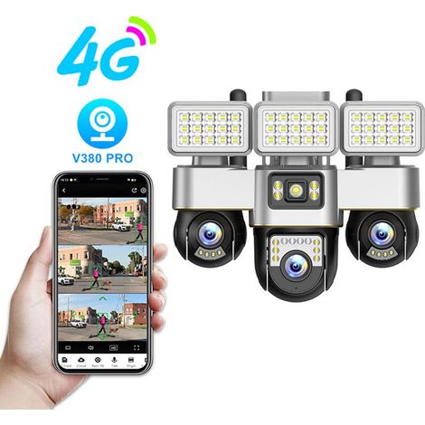 Caméra de surveillance 4G intérieure/extérieure – 2 mégapixels – Alarme vocale – Détection de mouvement – Installation flexible