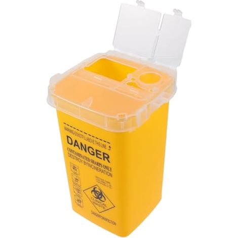 Gadpiparty 1 pièce Sharps Poubelle jetable pour déchets tatouages Jaune 15,5 x 9,1 x 8,1 cm