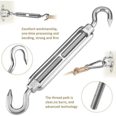 Kit De Fixation Voile D'ombrage - Acier Inoxydable 304 - Pour Jardin Terrasse Camping - 44 Pièces (1/5)