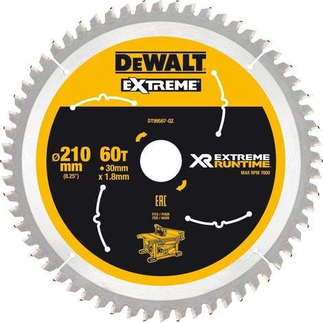 Lame de Scie Circulaire Stationnaire XR Runtime - Disque Tranchant 210x30 mm 60 Dents - Matériau Lame Carbure Robuste et Durable - Convient pour une Utilisation Professionnelle (1/5)