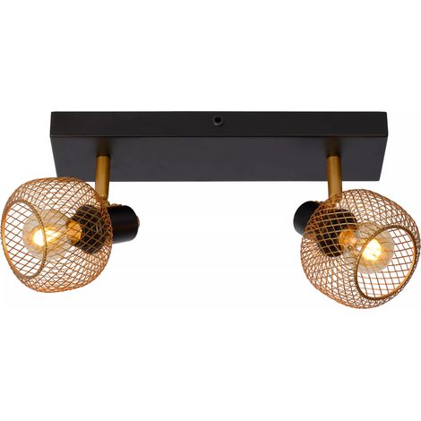 Plafoniera doppia Lucide Maren 2xE14 40W oro/nero metallo (1/5)