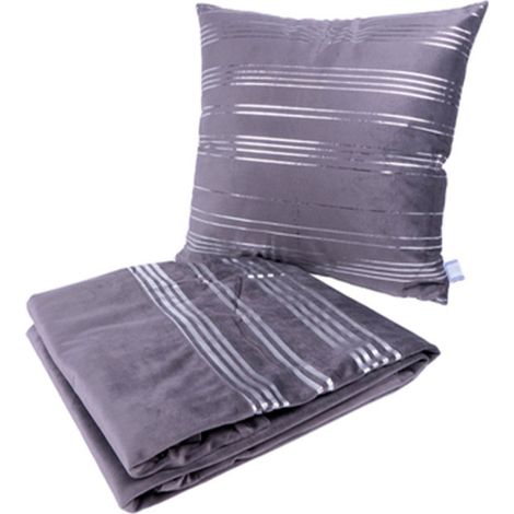 Ensemble Coussin & Plaid "Prisma III" 130x170cm Gris (1/5)