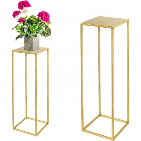 Soporte de metal para plantas de estilo loft, color dorado, diseño moderno, Evron M, 19x19x62 (1/5)