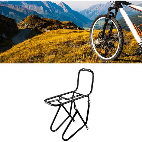 Porte-bagages avant vélo noir en acier, support de transport 25x15x15cm pour équipement de cyclisme, étagère de chargement avant (1/5)