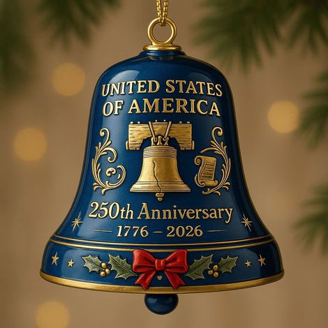 Cloche De Décoration - Anniversaire 250e Année Des États-Unis - En Métal - Pour Arbre De Noël Ou Jardin - 1 Pièce (1/4)