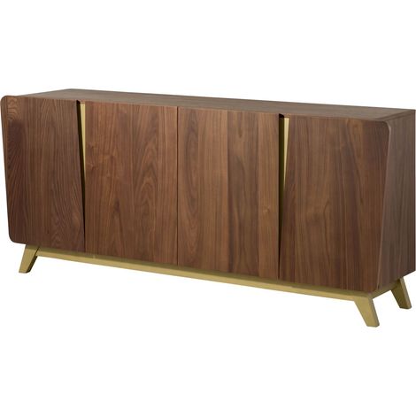 Sideboard Nussbaum-Echtholzfurnier 200x45x85 braun lackiert BUTTERFLY 107 (1/4)