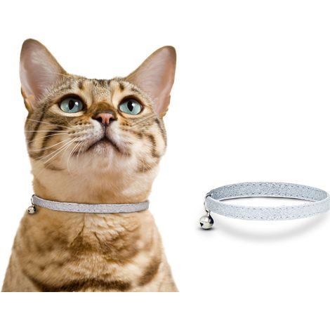 Set 2 Collare Cinturino Gatto Brillantinato Modello Lux Con Sonaglio