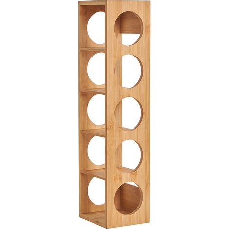 – Étagère à vin en bambou 5 emplacements – Support horizontal pour bouteilles – Évite l’oxydation – Dimensions 13.5x12x53cm – Design naturel (1/5)