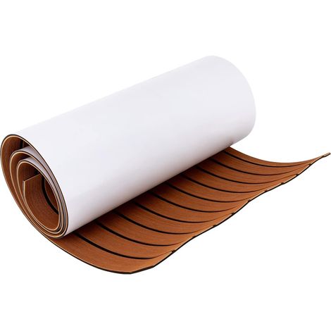 Tapis antidérapant en mousse EVA, pour bateaux à moteur, 240 x 60 cm, marron avec coutures noires, autocollant, pour yachts et piscines