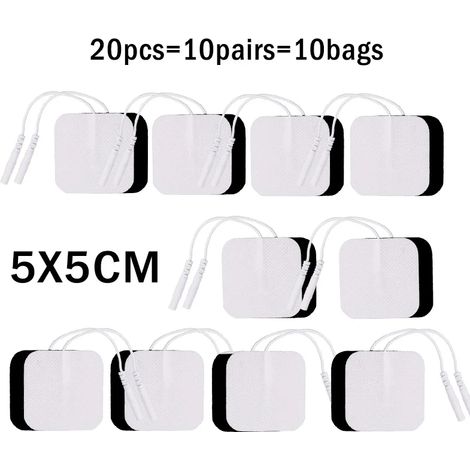 10/20 électrodes auto-adhésives de rechange pour stimulateur musculaire TENS carré 59/55 cm, masseur électrique numérique03403
