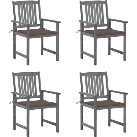 4 pcs Chaises de jardin avec coussins Siège de Terrasse Fauteuil de jardin Gris Bois d'acacia massif DHNET5760030 (1/5)