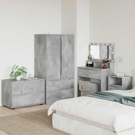 Armoire de rangement 2 tiroirs en bois d’ingénierie gris béton 80 x 48 x 57 cm - PANGIVO (1/5)
